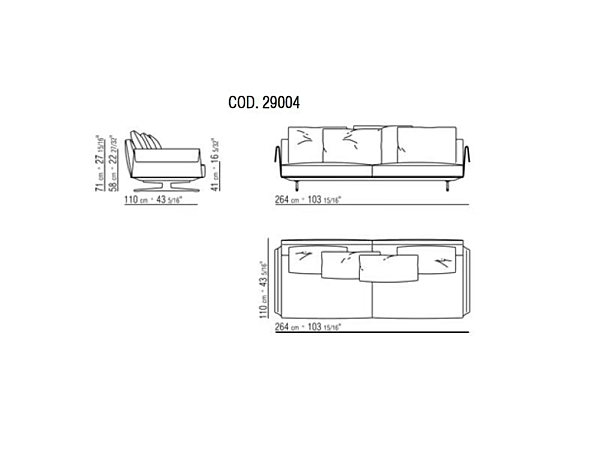 Диван с обитой спинкой из ткани Bretton FLEXFORM фабрика FLEXFORM из Италии. Фото №6