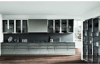 Линейная встроенная кухня с островом из материала ASTER CUCINE Avenue 9