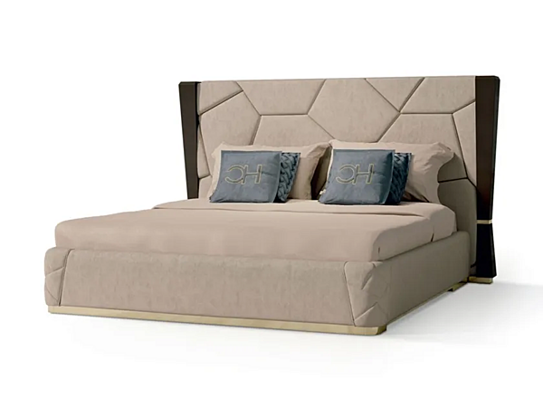 Кровать king size с обитой спинкой из ткани NABUK CARPANESE 7581 7581 фабрика CARPANESE из Италии. Фото №1