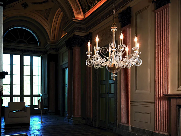 Подвесная люстра из стекла и металла Euroluce Lampadari  Cloe L8 фабрика EUROLUCE LAMPADARi из Италии. Фото №1