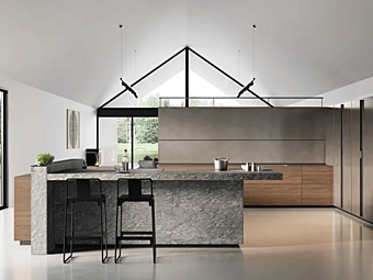 Кухня с фасадами из ореха с новой системой Logica VALCUCINE Artematica Tactile Hazelnut