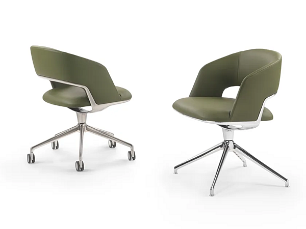Кожаное офисное кресло с 5-лучевой основой и колесами FLEXFORM Alma 29813 фабрика FLEXFORM из Италии. Фото №3