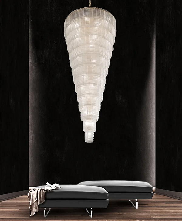 Подвесная лампа из сатинового стекла коллекции Plisse Euroluce Lampadari фабрика EUROLUCE LAMPADARi из Италии. Фото №2