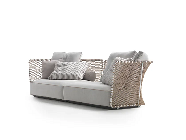 Садовый угловой диван на два места из нержавеющей стали и ПВХ FLEXFORM OASIS фабрика FLEXFORM из Италии. Фото №1